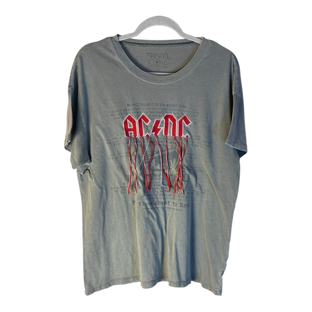 Vinyl Icons Grey Distressed 3D Effect‎ AC/DC High Voltage Soft logo T-shirt M